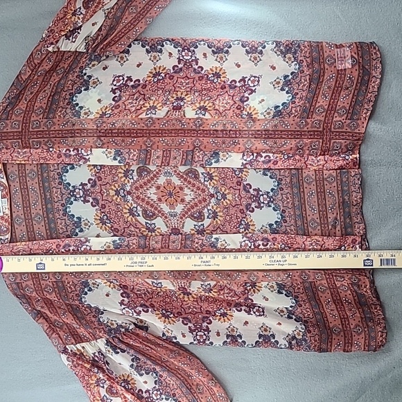 AMERICAN EAGLE OUTFITTERS Women's Orange Sheer Floral Cardigan Kimono - Medium - Picture 9 of 12